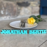 Personalised Wooden Name Place Name Cards, Wedding Favours, Small Children's Wood Name Tags, Wooden Names, Laser Cut Wooden Place Names, Font 18