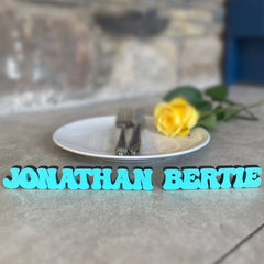 Personalised Wooden Name Place Name Cards, Wedding Favours, Small Children's Wood Name Tags, Wooden Names, Laser Cut Wooden Place Names, Font 18