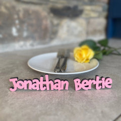 Personalised Wooden Name Place Name Cards, Wedding Favours, Small Children's Wood Name Tags, Wooden Names, Laser Cut Wooden Place Names, Font 16