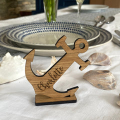 Nautical Anchor Place Names, Wedding Party Name Cards, Wooden Seaside Party Table Names, Nautical Decorations, Beach Party Place Name, Font 2