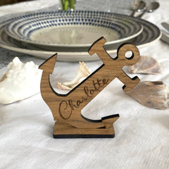 Nautical Anchor Place Names, Wedding Party Name Cards, Wooden Seaside Party Table Names, Nautical Decorations, Beach Party Place Name, Font 4