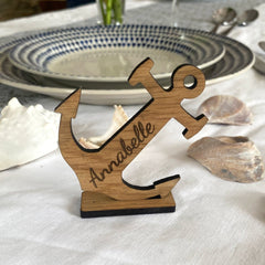 Nautical Anchor Place Names, Wedding Party Name Cards, Wooden Seaside Party Table Names, Nautical Decorations, Beach Party Place Name, Font 3