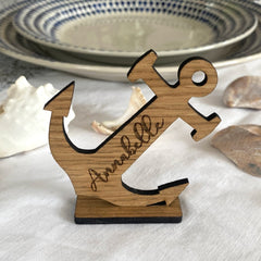 Nautical Anchor Place Names, Wedding Party Name Cards, Wooden Seaside Party Table Names, Nautical Decorations, Beach Party Place Name, Font 5