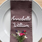 Personalised Acrylic Birthday Party Place Names, Coloured Napkin Wedding Favours, Small Childrens Craft Name Tags, Modern Laser Cut Names, Font 3