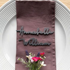 Personalised Acrylic Birthday Party Place Names, Coloured Napkin Wedding Favours, Small Childrens Craft Name Tags, Modern Laser Cut Names, Font 6