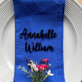 Acrylic Wedding Place Names, Personalised Coloured Napkin Favours, Small Childrens Acrylic Name Tags, Modern Name Cards, Laser Cut Names, Font 2B