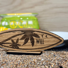 Surfboard Place Names Wooden Personalised, Beach Theme Wedding Favours, Small Childrens Wood Name Tags, Seaside Name Cards, Laser Cut