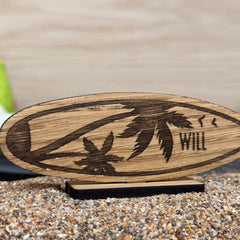 Surfboard Place Names Wooden Personalised, Beach Theme Wedding Favours, Small Childrens Wood Name Tags, Seaside Name Cards, Laser Cut