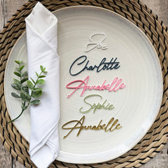 Personalised Sprayed Acrylic Wedding Place Names, Napkin Favours, Small Childrens Acrylic Name Tags, Modern Name Cards, Colour Laser Cut Names, Font 10