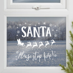 santa-stop-here-with-sleigh-window-sticker-resuseable-christmas-decoration|NV239|Luck and Luck| 1