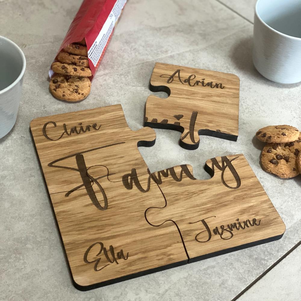 wooden-oak-personalised-family-jigsaw-coasters-gift-set-of-4|LLWWJIGSAWFAMCOASTER|Luck and Luck| 3