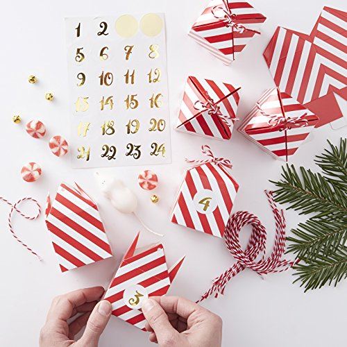 make-your-own-christmas-advent-box-kit-red-and-white-and-stickers-24-boxes|RG-329|Luck and Luck| 1