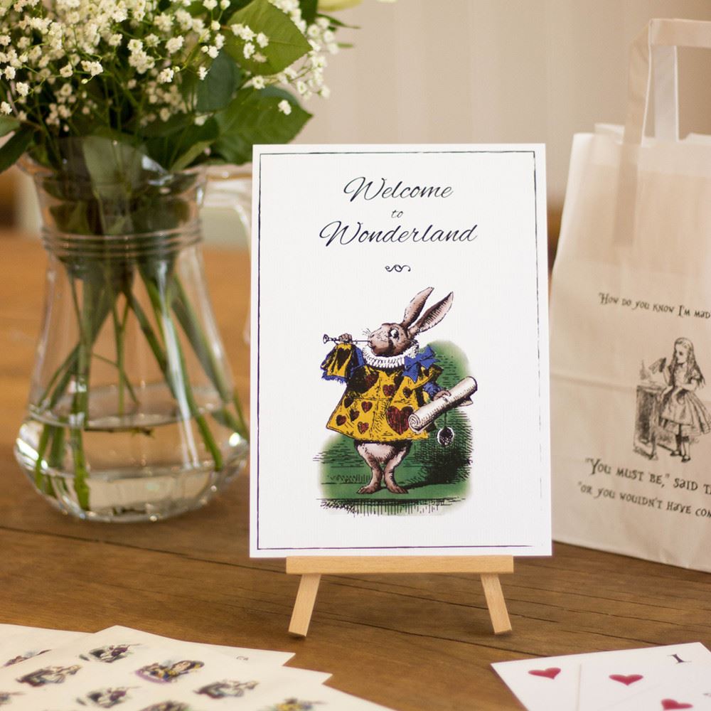 alice-in-wonderland-welcome-to-wonderland-card-and-easel-sign-party|LLSTWAIWDISWTW|Luck and Luck| 1