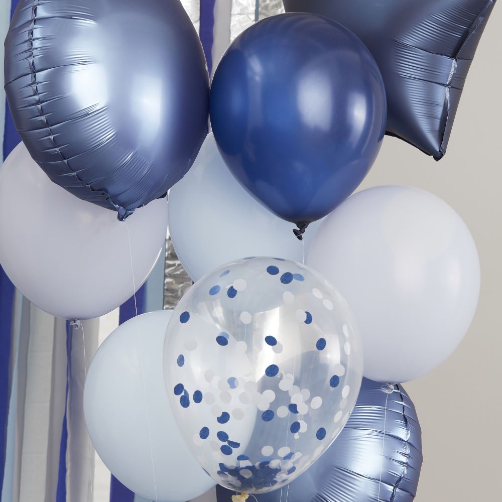 navy-blue-and-confetti-balloon-bundle-x-10|MIX-505|Luck and Luck|2