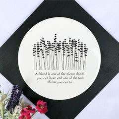 personalised-porcelain-round-coaster-a-friend-is-one-of-the-nicest|LLUV131R|Luck and Luck| 1