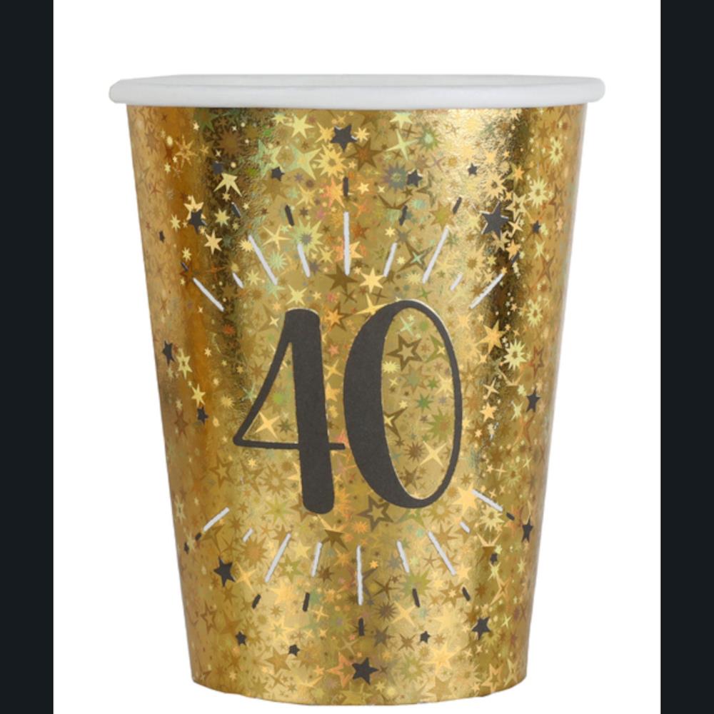 black-and-gold-age-40-party-pack-cups-plates-and-napkins|LLBLCKGOLD40PP2|Luck and Luck| 5