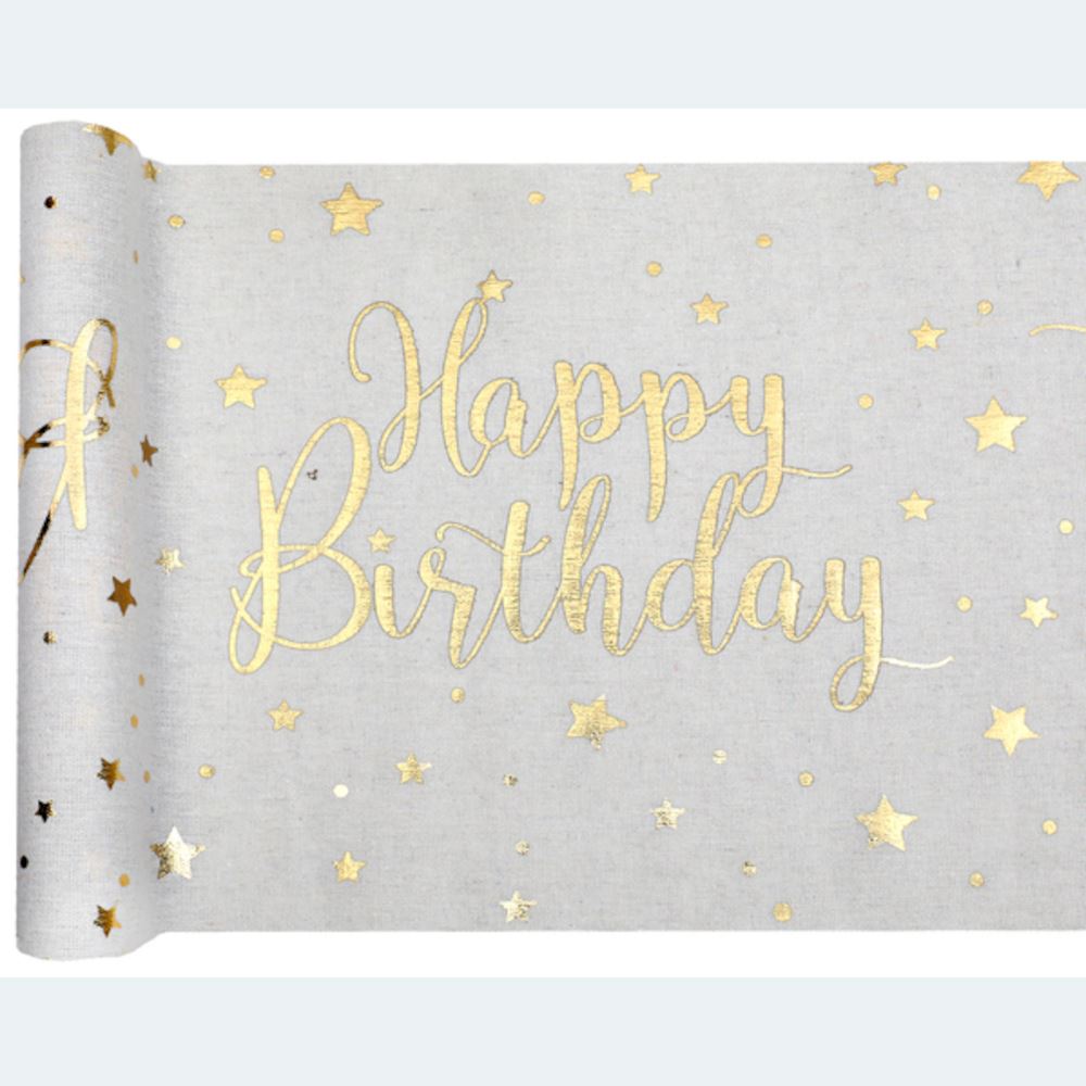 cream-happy-birthday-party-table-runner-3m|847300300001|Luck and Luck|2
