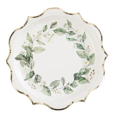 botanical-leaf-paper-party-plates-with-gold-foil-detail-x-8|93744|Luck and Luck| 1