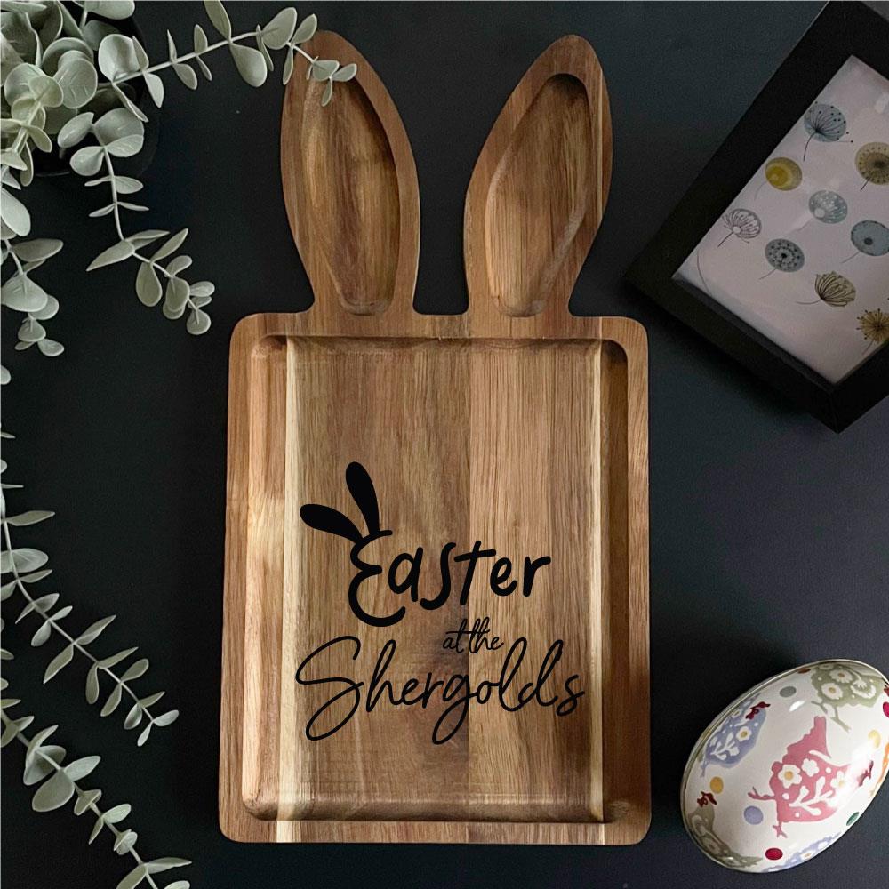 personalised-bunny-grazing-plate-design-b-easter-with-bunny-ears|LLWWBUNNYPLATEDB|Luck and Luck| 1