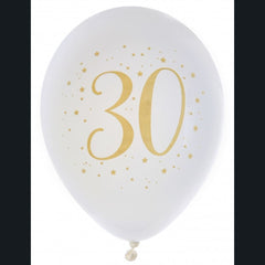 white-and-gold-age-30-party-balloons-x-8|657100000030|Luck and Luck| 1