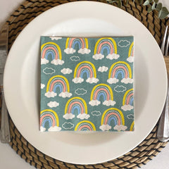 green-napkins-with-rainbows-paper-lunch-napkins-large-x-20|L 910920|Luck and Luck|2