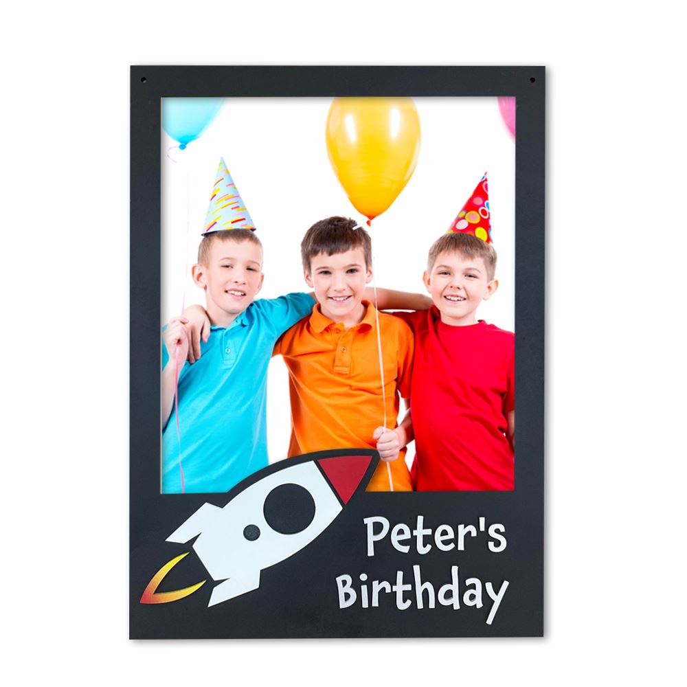 personalised-wooden-photo-booth-frame-with-rocket-design-space-party|LLWWPBROCKET|Luck and Luck| 1