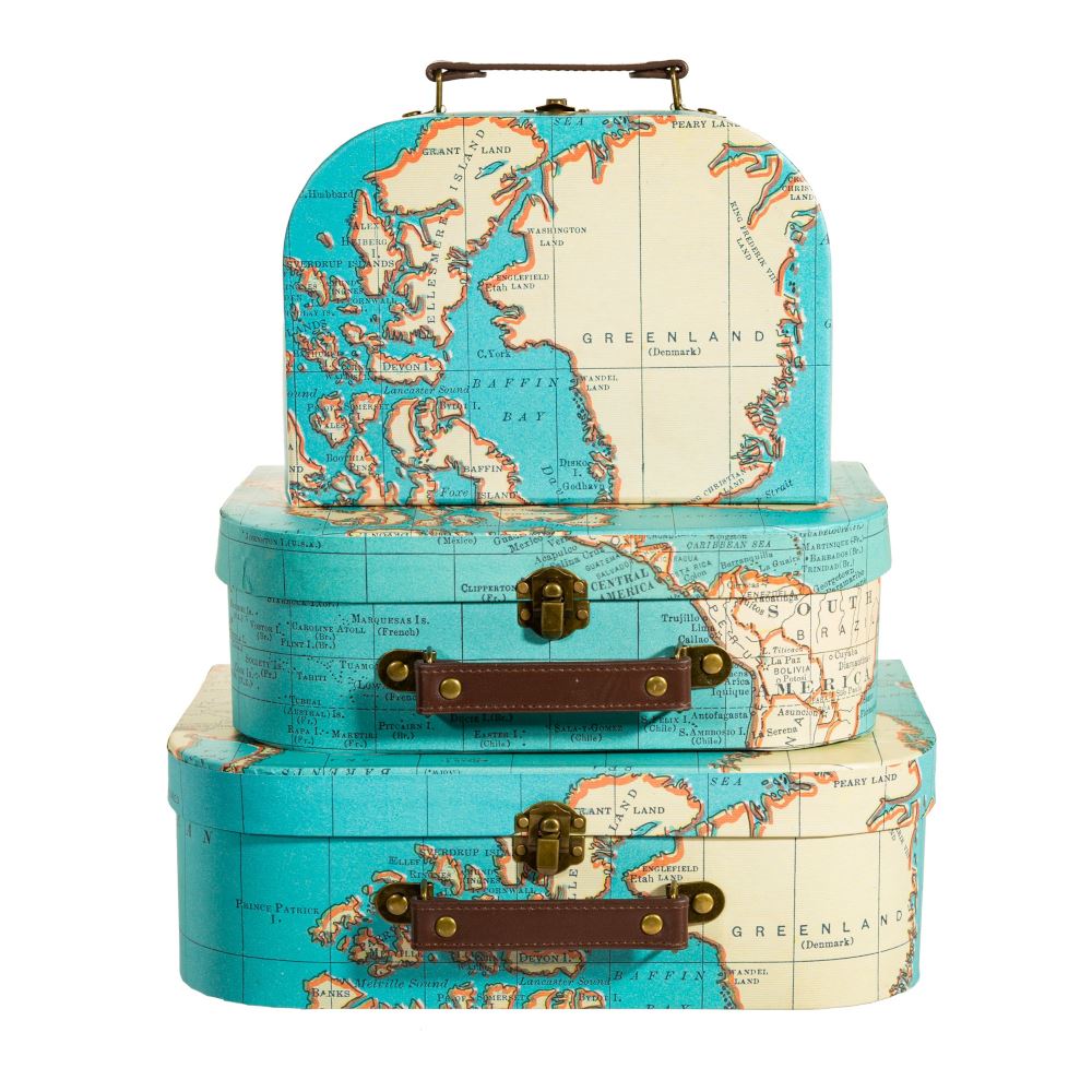 vintage-map-suitcases-set-of-3-mini-storage-suitcases|GIF119|Luck and Luck| 1