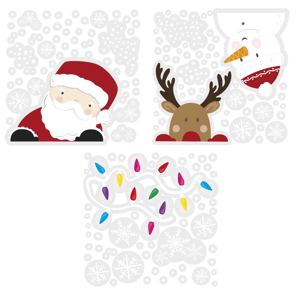 santa-and-friends-window-decal-stickers-3-sheets|MRY-133|Luck and Luck|2