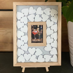 white-wooden-drop-top-frame-coloured-hearts-easel-guest-book-idea|LLDROPTOPHEARTWO|Luck and Luck| 1