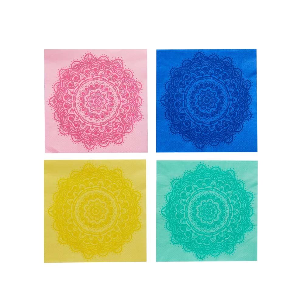 mandala-multi-coloured-paper-party-napkins-x-16-diwali|HBHD108|Luck and Luck|2