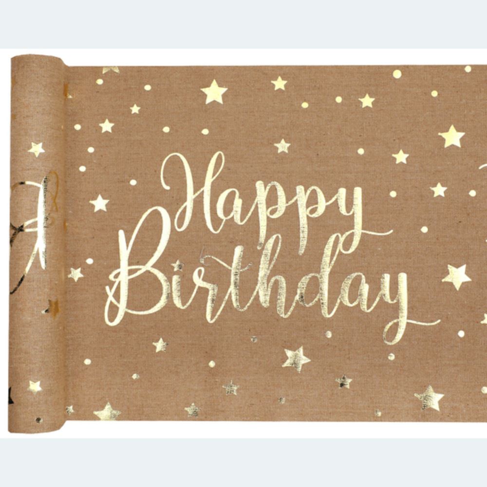 rustic-brown-happy-birthday-party-table-runner-3m|847300300026|Luck and Luck|2