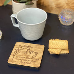 oak-veneer-square-coaster-you-are-the-friend-keepsake-gift|LLWWSQUARECOASTERDA|Luck and Luck|2