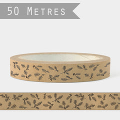 east-of-india-sticky-tape-brown-with-fir-and-berry-xmas-craft-x-50m|4759|Luck and Luck|2