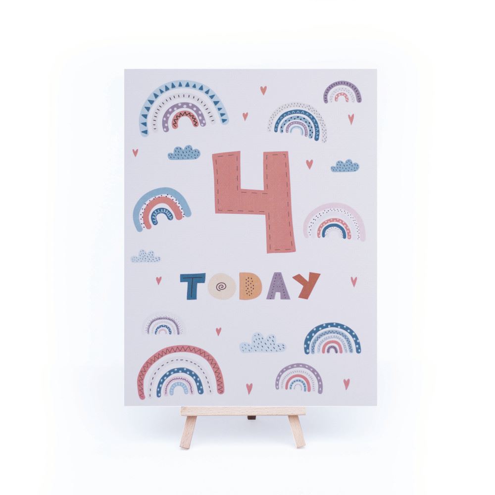 rainbow-age-4-birthday-sign-and-easel|LLSTWRAINBOW4A4|Luck and Luck| 3