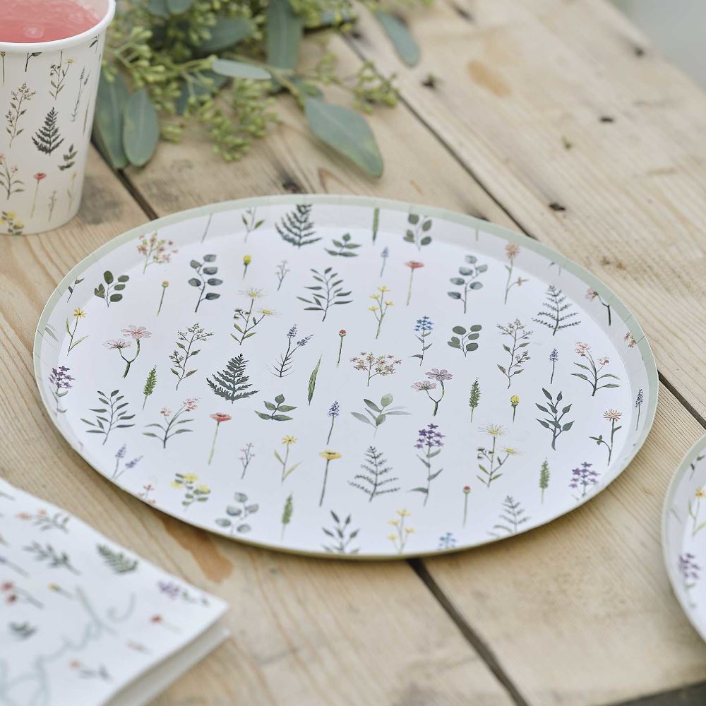 floral-botanical-party-paper-plates-x-8|FLO-100|Luck and Luck| 1