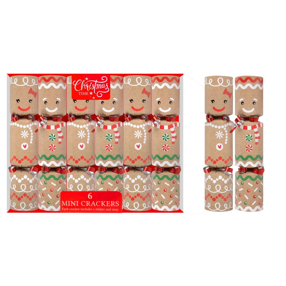6-mini-gingerbread-christmas-crackers-novelty-family-fun|XM6236|Luck and Luck|2