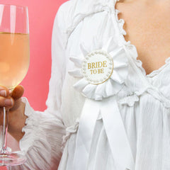 -bride-to-be-pearl-rosette-hen-party-badge|BG-ROSETTE-BRIDE|Luck and Luck| 1