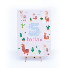 llama-age-5-birthday-sign-and-easel|LLSTWLLAMA5A4|Luck and Luck| 3