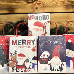 5-christmas-character-gift-bags-with-handles-snowman-santa-gonk|XM6516|Luck and Luck|2
