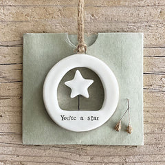 east-of-india-mini-porcelain-cut-out-hanger-you-re-a-star|6624|Luck and Luck|2