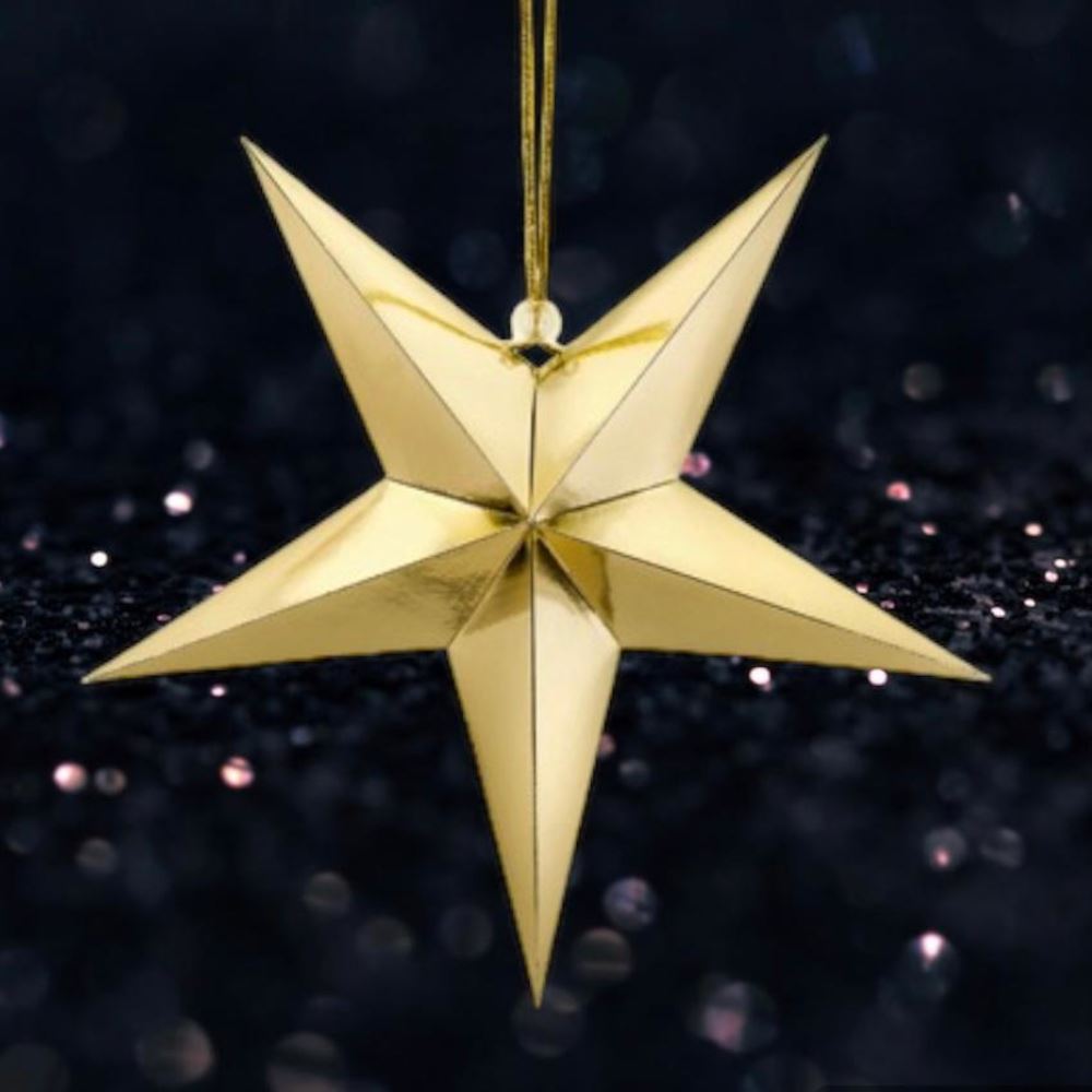 gold-paper-hanging-star-decoration-30cm-christmas-wedding|GWP1-30-019M|Luck and Luck| 1