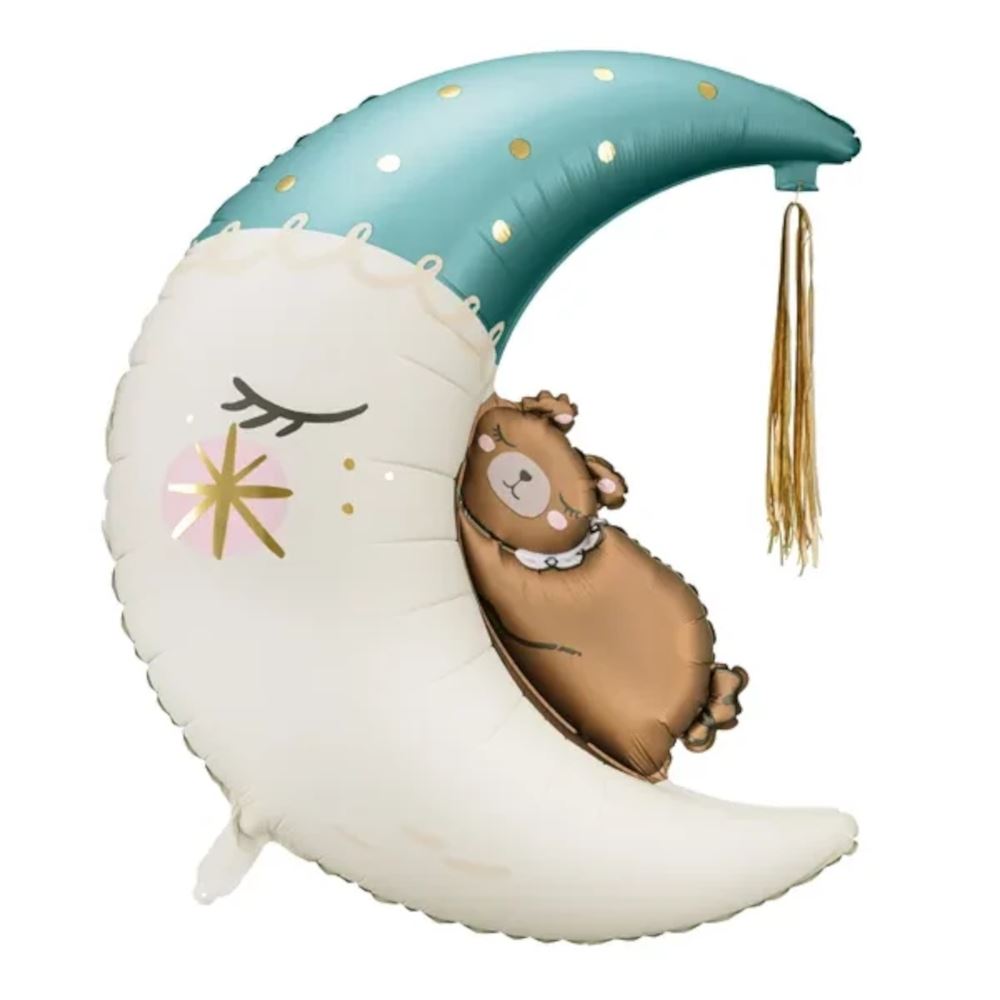 foil-balloon-teddy-bear-on-the-moon-baby-shower-birthday-balloon|FB196-001J|Luck and Luck|2
