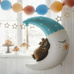 foil-balloon-teddy-bear-on-the-moon-baby-shower-birthday-balloon|FB196-001J|Luck and Luck| 1