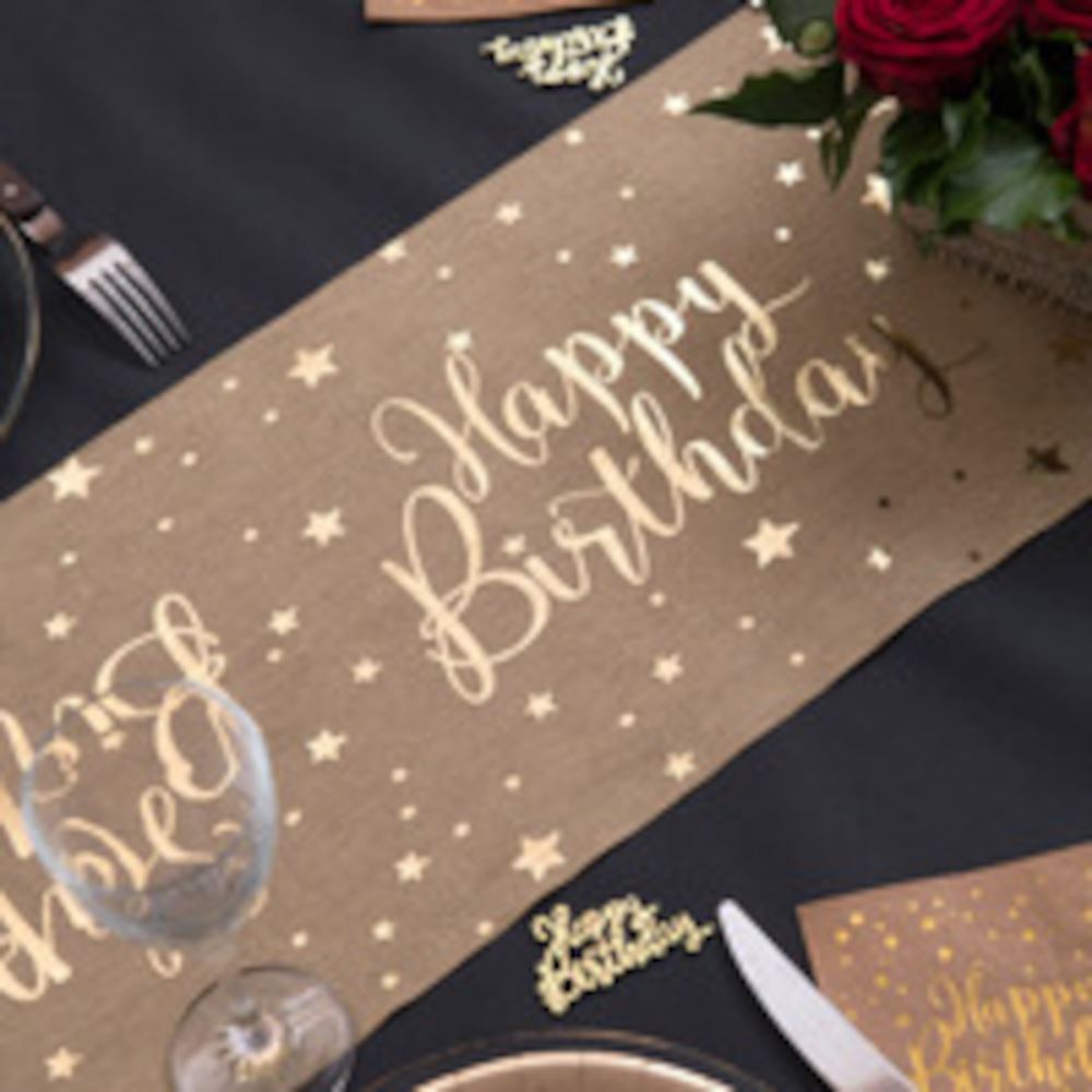 rustic-brown-happy-birthday-party-table-runner-3m|847300300026|Luck and Luck| 1