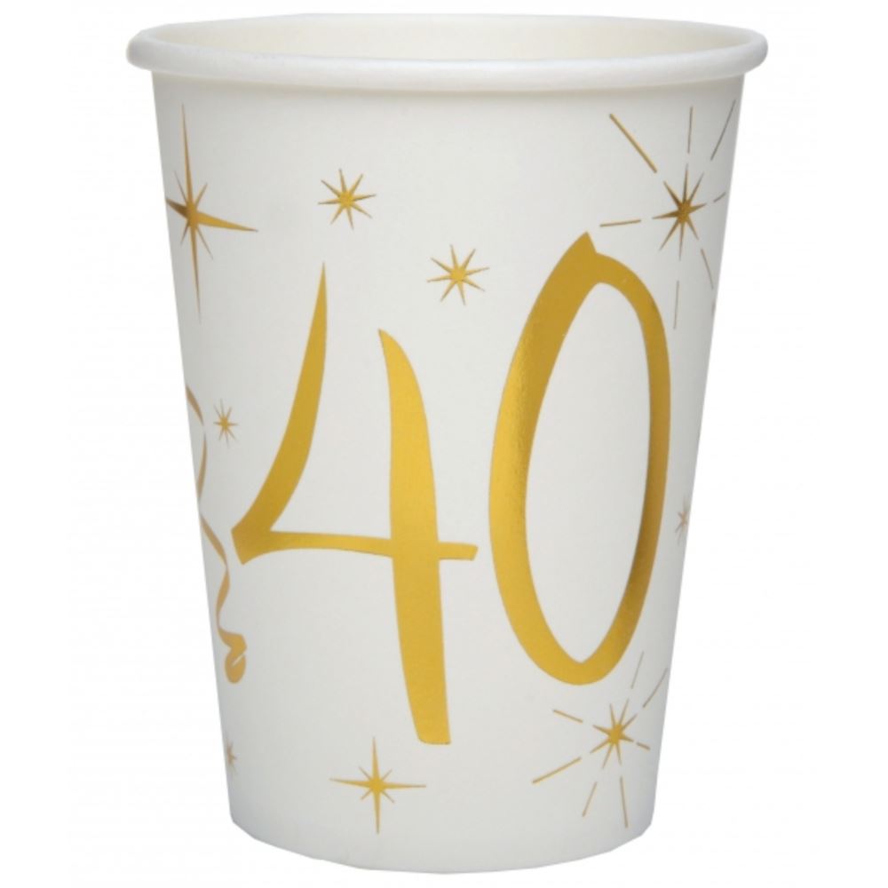 white-and-gold-40th-party-pack-with-plates-napkins-and-cups|LLGOLD40PP|Luck and Luck| 3