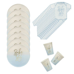 baby-boy-baby-shower-party-pack-for-8-paper-plates-napkins-cups|LLBABYBOYPP|Luck and Luck| 1