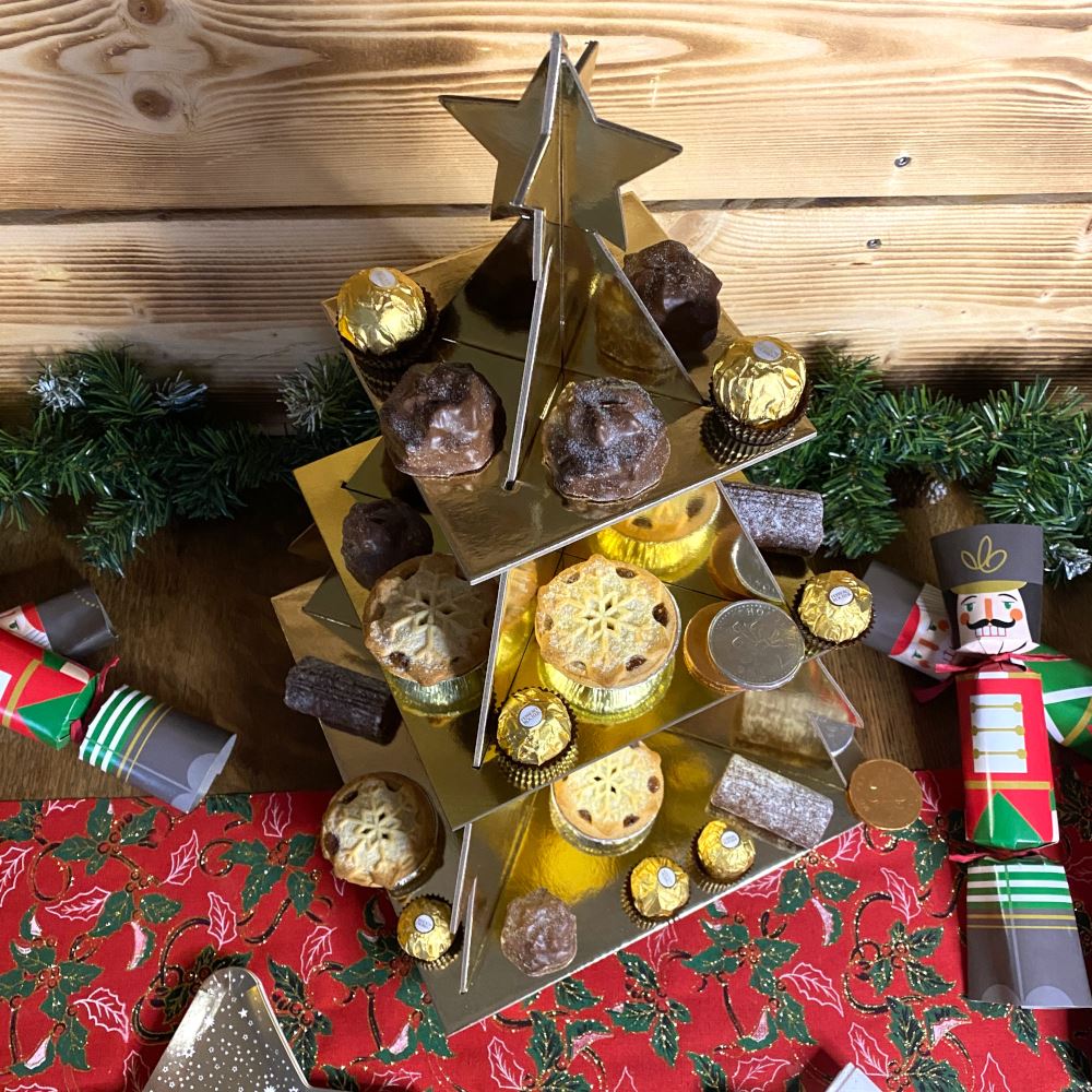 3d-tree-shaped-christmas-cardboard-sweet-treat-stand-gold|LLWWRED566|Luck and Luck| 6