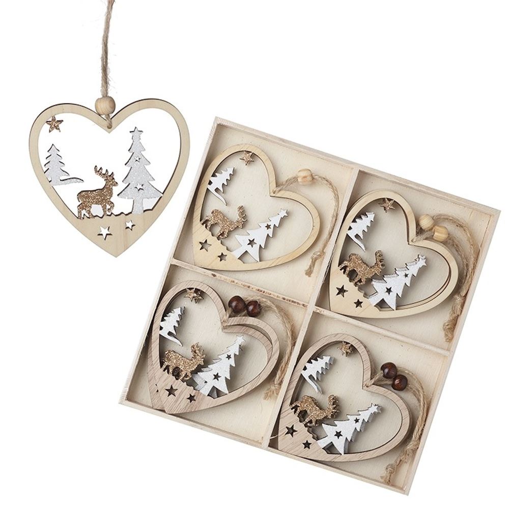 christmas-wooden-heart-cut-out-forest-scene-baubles-x-8|ZFF145|Luck and Luck| 3