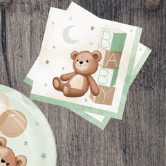 teddy-bear-party-paper-napkins-x-16-baby-shower-christening|PC368273|Luck and Luck| 1
