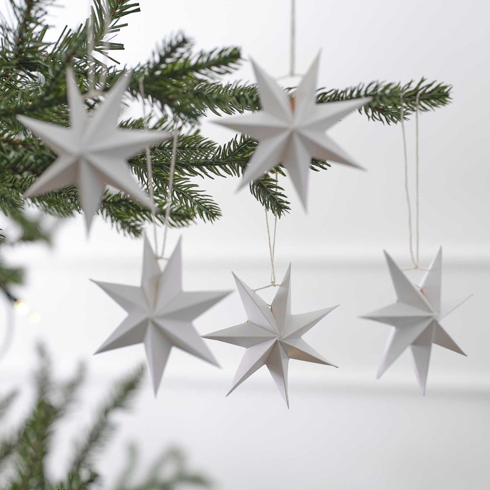 white-paper-star-tree-christmas-decorations-x-5|WC-168|Luck and Luck| 1